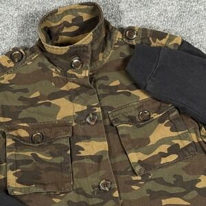 Gypsy Warrior Jacket Womens XS Utility Army Button Up Drawstring Pockets Camo